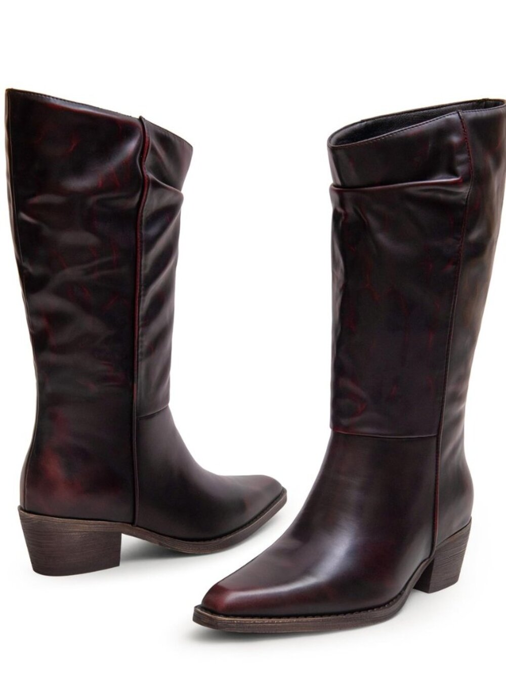 Cowboy Boots for Women Cowgirl Western Boots Mid Calf Low Chunky Heel Pointed